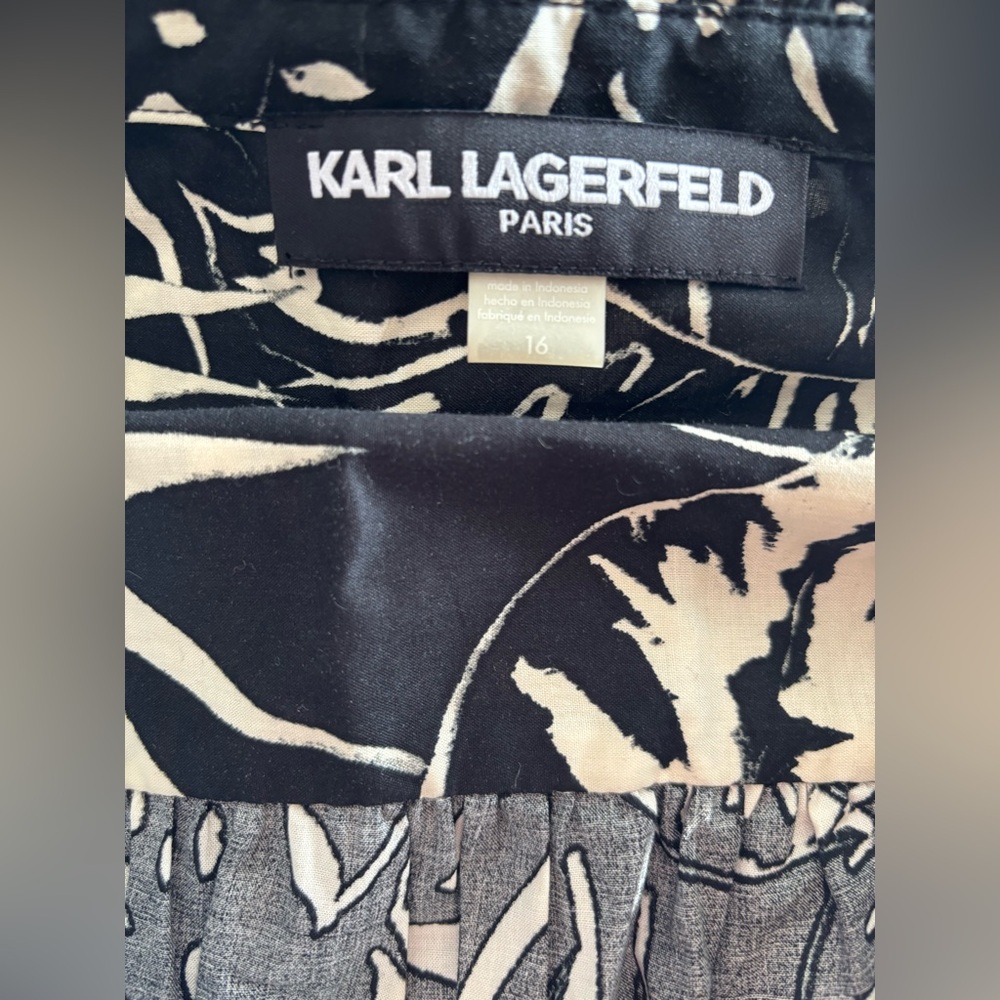 Karl Lagerfeld Paris Tropical Leaves Dress Size 16 - Picture 2 of 8